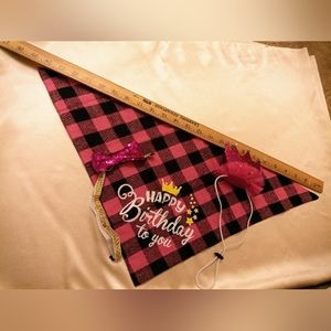 "Happy birthday to you" pink and black birthday accessories for a pet